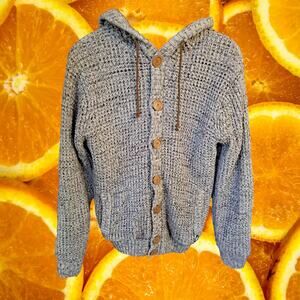 American Stitch Gray Button Up Sweater Black Sherpa Lined‎ Size Large